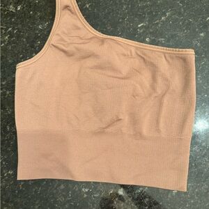 Athleta Ribbed One-Shoulder Top in Brown size small